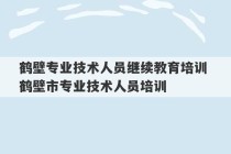 鹤壁专业技术人员继续教育培训 鹤壁市专业技术人员培训