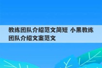 教练团队介绍范文简短 小黑教练团队介绍文案范文