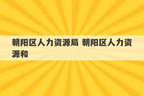 朝阳区人力资源局 朝阳区人力资源和