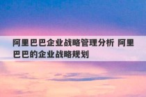 阿里巴巴企业战略管理分析 阿里巴巴的企业战略规划