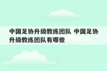 中国足协升级教练团队 中国足协升级教练团队有哪些