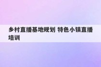 乡村直播基地规划 特色小镇直播培训