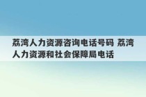 荔湾人力资源咨询电话号码 荔湾人力资源和社会保障局电话