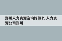 郑州人力资源咨询好做么 人力资源公司郑州