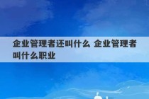 企业管理者还叫什么 企业管理者叫什么职业