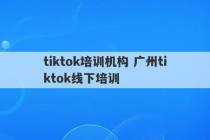 tiktok培训机构 广州tiktok线下培训