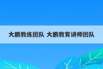 大鹏教练团队 大鹏教育讲师团队