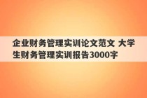 企业财务管理实训论文范文 大学生财务管理实训报告3000字