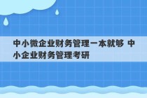 中小微企业财务管理一本就够 中小企业财务管理考研