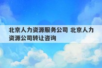 北京人力资源服务公司 北京人力资源公司转让咨询