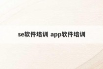 se软件培训 app软件培训