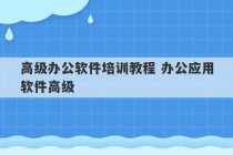 高级办公软件培训教程 办公应用软件高级