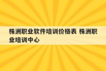 株洲职业软件培训价格表 株洲职业培训中心