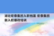 湖北宏泰集团入职档案 宏泰集团新入职廉政培训