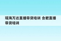 瑶海万达直播带货培训 合肥直播带货培训