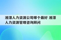 湘潭人力资源公司哪个最好 湘潭人力资源管理咨询顾问