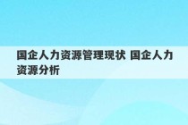 国企人力资源管理现状 国企人力资源分析