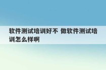 软件测试培训好不 做软件测试培训怎么样啊