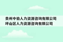 贵州中伯人力资源咨询有限公司 坪山区人力资源咨询有限公司