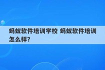 蚂蚁软件培训学校 蚂蚁软件培训怎么样？