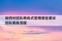 如何对团队教练式管理提出建议 团队教练流程