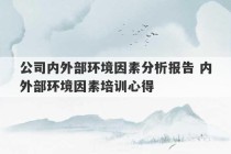 公司内外部环境因素分析报告 内外部环境因素培训心得