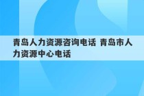 青岛人力资源咨询电话 青岛市人力资源中心电话