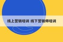 线上营销培训 线下营销师培训