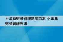 小企业财务管理制度范本 小企业财务管理办法