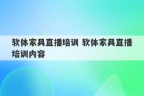 软体家具直播培训 软体家具直播培训内容