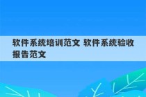 软件系统培训范文 软件系统验收报告范文