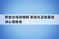 职业化培训视频 职业化正能量培训心得体会