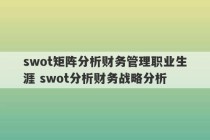 swot矩阵分析财务管理职业生涯 swot分析财务战略分析