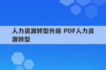 人力资源转型升级 PDF人力资源转型