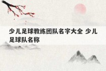 少儿足球教练团队名字大全 少儿足球队名称