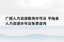 广西人力资源服务许可证 平陆县人力资源许可证免费咨询