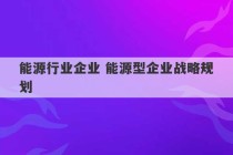 能源行业企业 能源型企业战略规划