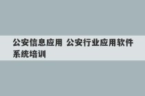 公安信息应用 公安行业应用软件系统培训