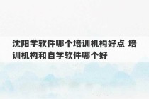 沈阳学软件哪个培训机构好点 培训机构和自学软件哪个好