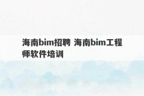 海南bim招聘 海南bim工程师软件培训