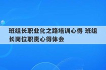 班组长职业化之路培训心得 班组长岗位职责心得体会