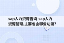 sap人力资源咨询 sap人力资源管理,主要包含哪些功能?