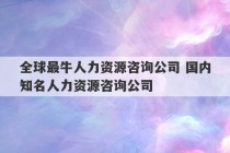 全球最牛人力资源咨询公司 国内知名人力资源咨询公司