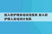 新入职护理员培训流程表 新入职护理人员培训计划表