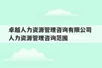 卓越人力资源管理咨询有限公司 人力资源管理咨询范围