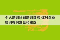 个人培训计划培训目标 你对企业培训有何意见和建议