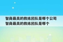 智商最高的教练团队是哪个公司 智商最高的教练团队是哪个