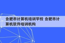 合肥市计算机培训学校 合肥市计算机软件培训机构