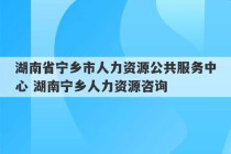 湖南省宁乡市人力资源公共服务中心 湖南宁乡人力资源咨询