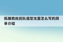 拓展教练团队造型文案怎么写的简单介绍